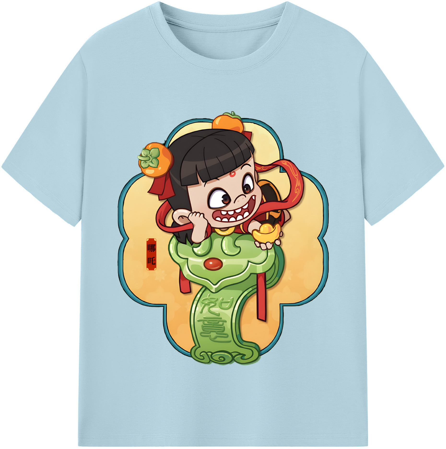（画像用） Ne Zha 2 ナタ 魔童の大暴れ 綿100％半袖Tシャツ（フロントプリント）